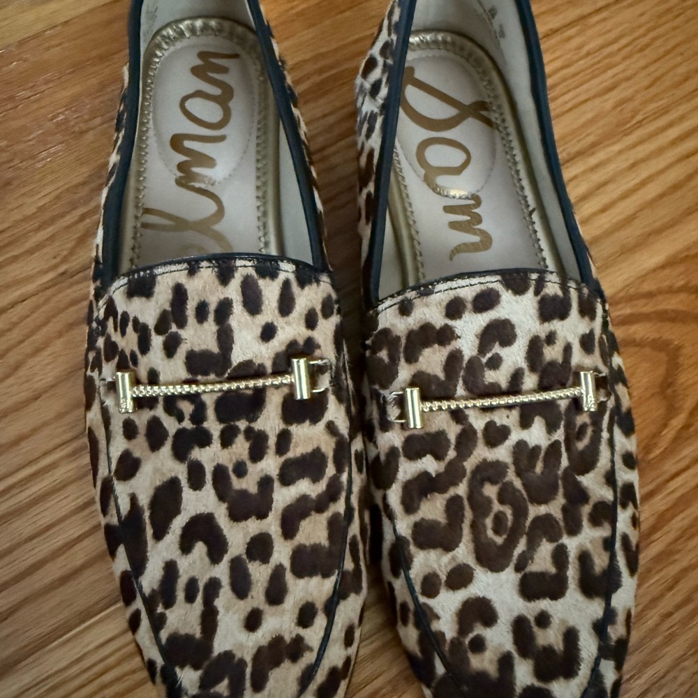 Leopard Print Loafers with Gold Detail